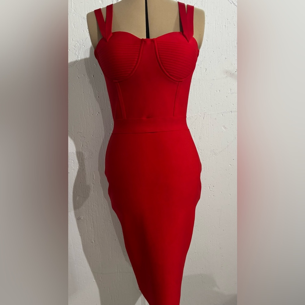 SHEIN Strapless Red Dress